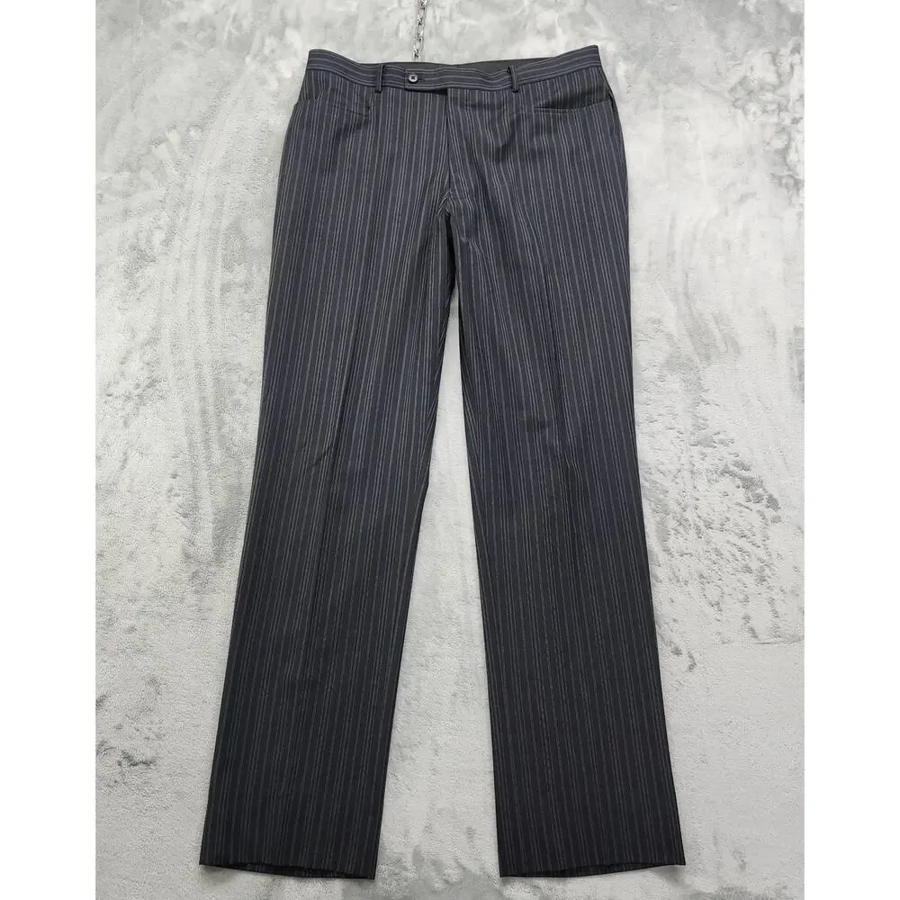 Vintage 90s‎ Point Zero Couture 2 Piece Suit Mens Size 44T/38T Black Pin Stripe